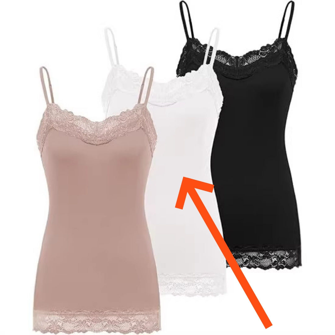 Womens Lace V-Neck Adjustable Thin-Strap Tank Top