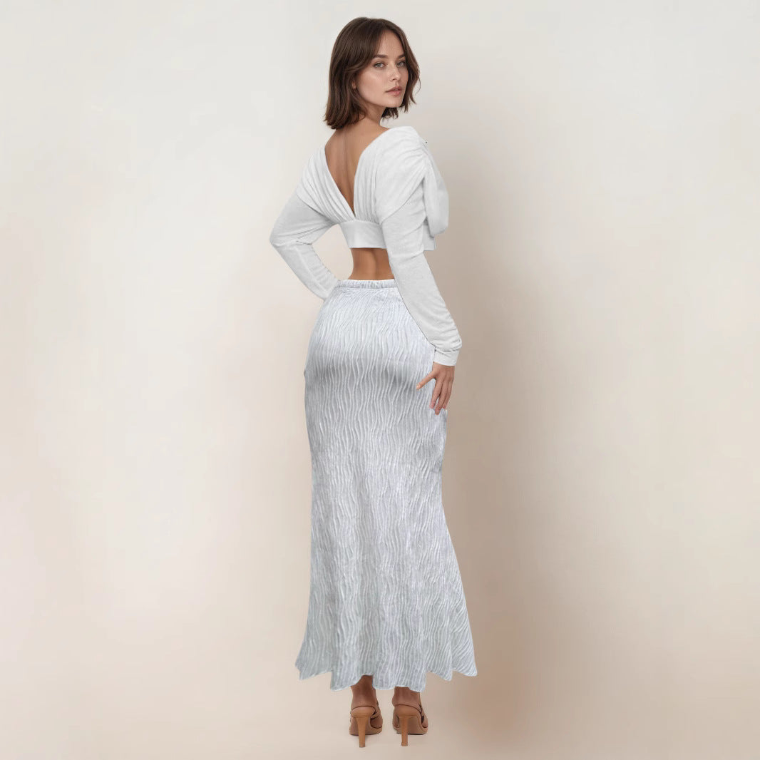 Casual Figure-flattering Solid-color Long Skirt