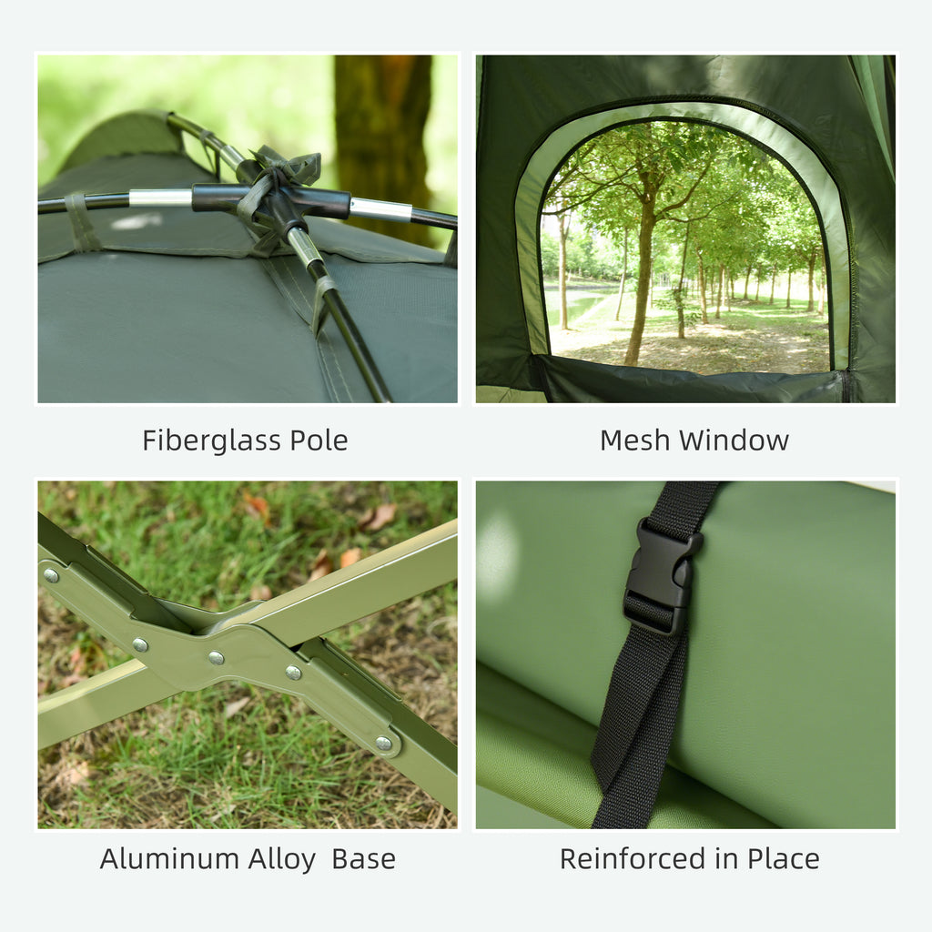 2-Person Tent Cot, 4-in-1 Elevated Camping Bed Combo with Air Mattress, Bed Cover, Foot Pump, Folding Off Ground Double Tent for Camping, Hiking, Backpacking