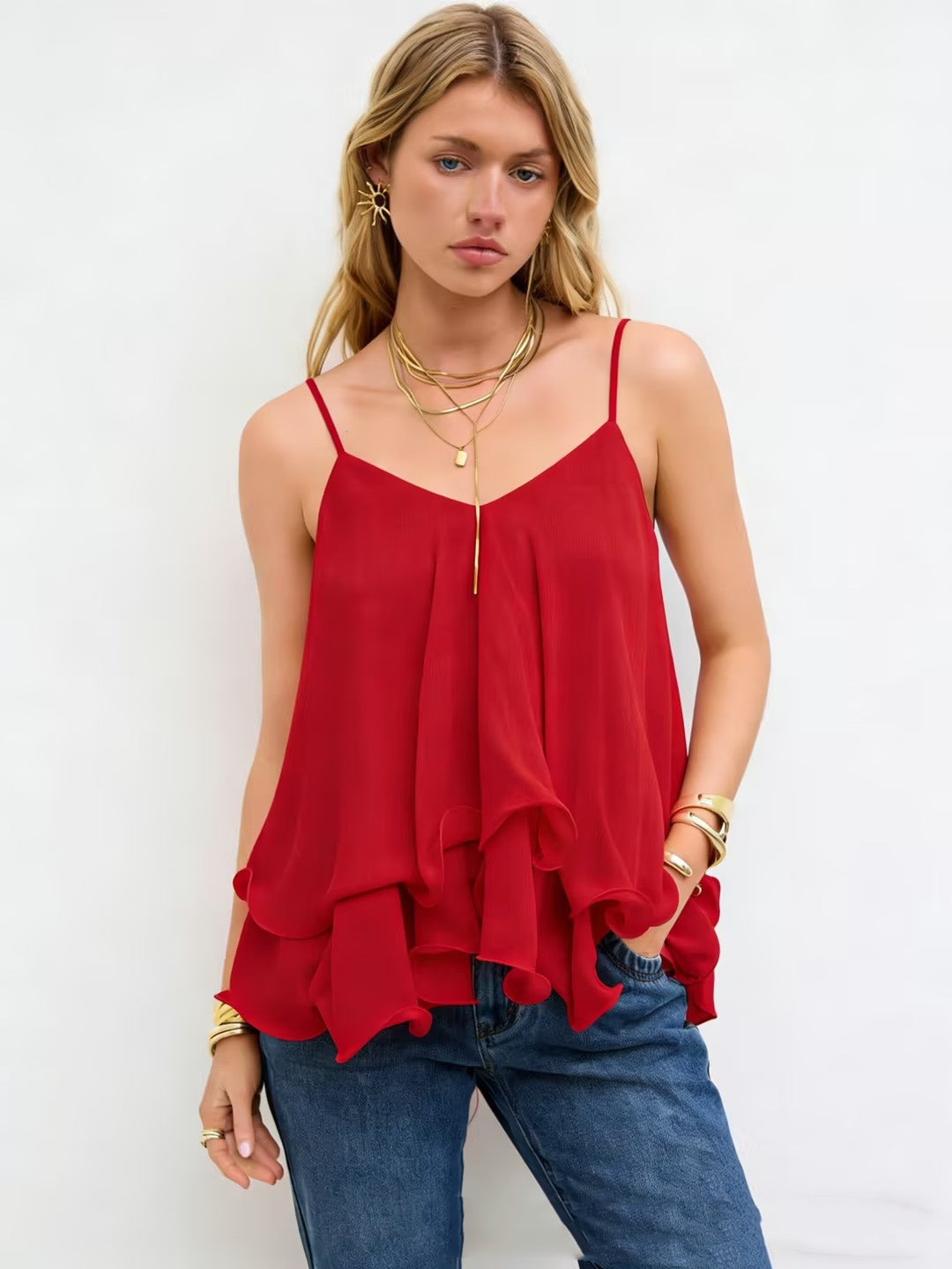 Women's New Off-Shoulder Ruffle Strap Top