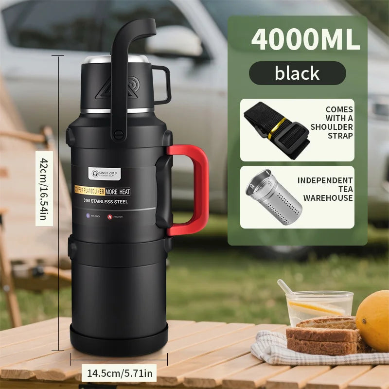 2.5L Super Large Stainless Steel Vacuum Thermos, Double Walled Insulated Flask for Hot & Cold Beverages, Travel & Camping Essent