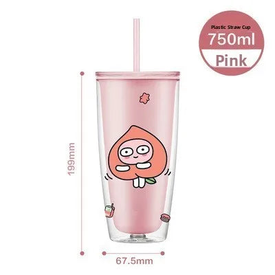 Summer Large Capaci St Cup Office Use Convenient Handheld Cherry Blossom Pattern Fre Girl Sle Lo N Lo Water Bottle
