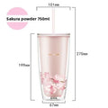 Summer Large Capaci St Cup Office Use Convenient Handheld Cherry Blossom Pattern Fre Girl Sle Lo N Lo Water Bottle