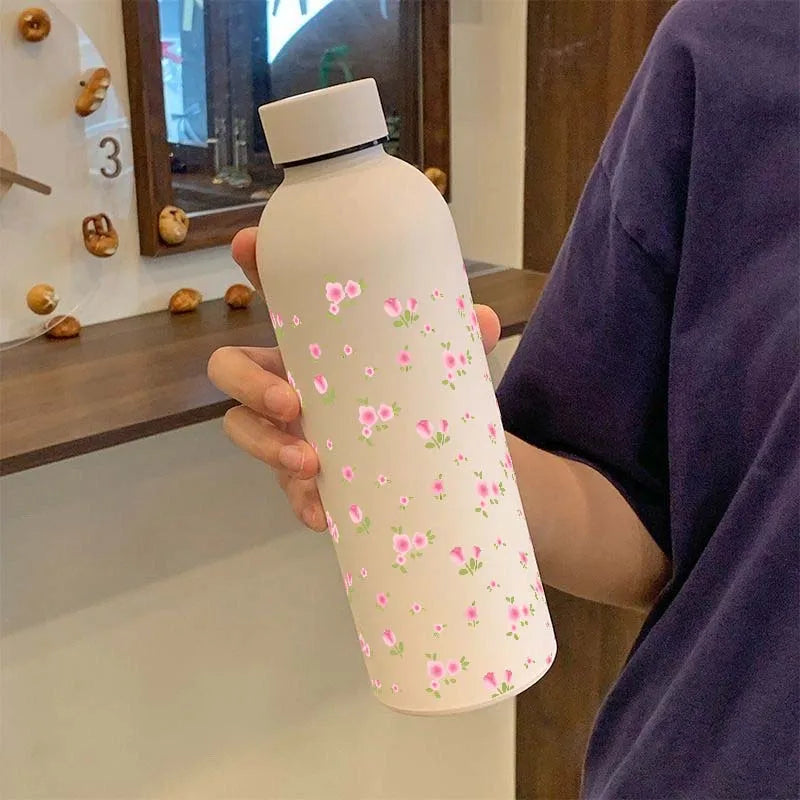 Luxurious And Fashionable Tulip Stainless Steel Water Bottle, 500ml-BWBG/16.9oz Reusable Vacuum Insulated Flask Cup