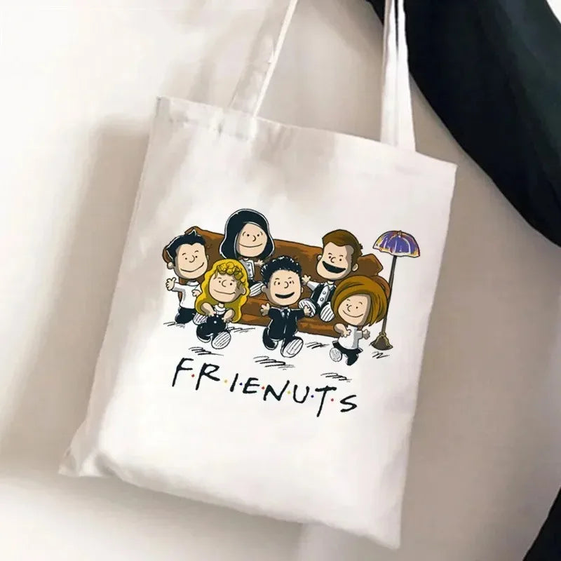 Friends Tv Show Series Pattern Tote Bag Fashionable Canvas Bags Parties Travel and Shopping Machine Washable Handbag Fans Gifts