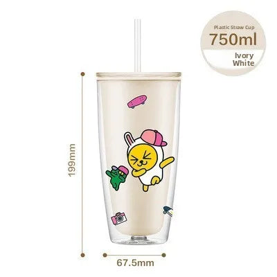 Summer Large Capaci St Cup Office Use Convenient Handheld Cherry Blossom Pattern Fre Girl Sle Lo N Lo Water Bottle