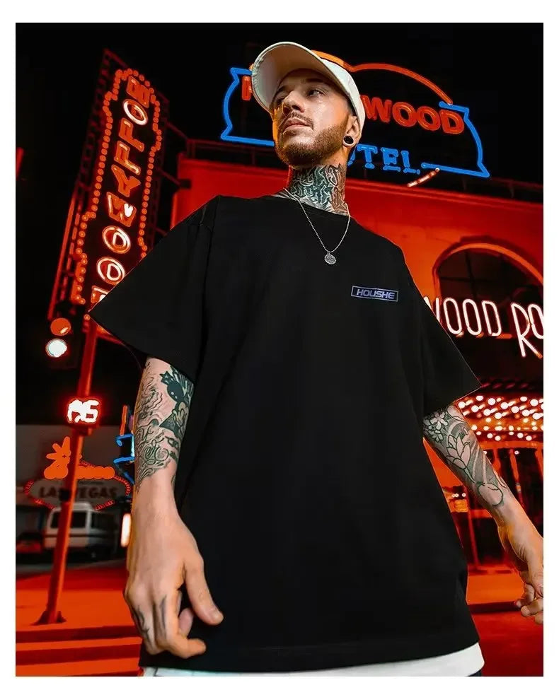 M-8XL Men's T-shirt Short Sleeved Loose trendy Oversized t-shirts Print Tshirt Y2k tops Casual Versatile anime Short Sleeved Tee