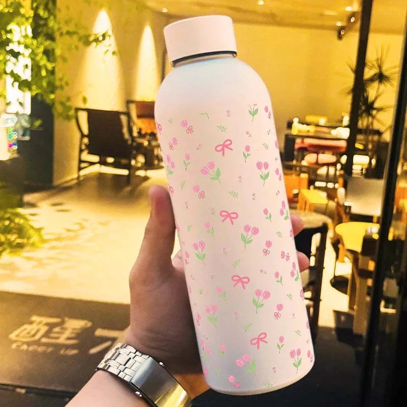 Luxurious And Fashionable Tulip Stainless Steel Water Bottle, 500ml-BWBG/16.9oz Reusable Vacuum Insulated Flask Cup
