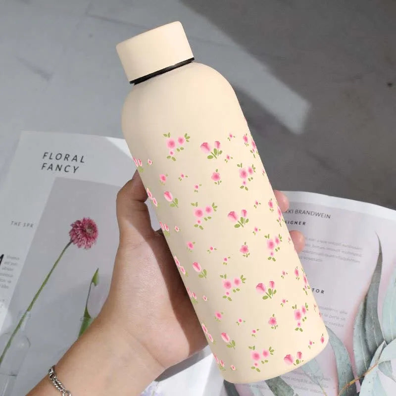 Luxurious And Fashionable Tulip Stainless Steel Water Bottle, 500ml-BWBG/16.9oz Reusable Vacuum Insulated Flask Cup
