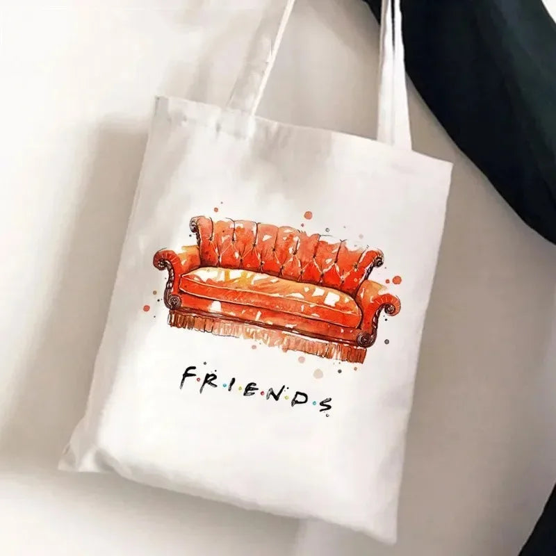 Friends Tv Show Series Pattern Tote Bag Fashionable Canvas Bags Parties Travel and Shopping Machine Washable Handbag Fans Gifts
