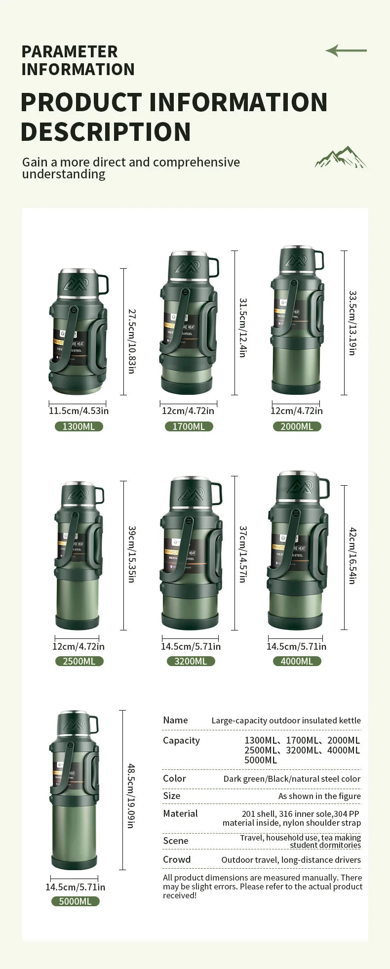 2.5L Super Large Stainless Steel Vacuum Thermos, Double Walled Insulated Flask for Hot & Cold Beverages, Travel & Camping Essent