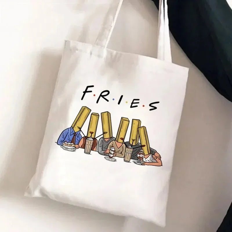 Friends Tv Show Series Pattern Tote Bag Fashionable Canvas Bags Parties Travel and Shopping Machine Washable Handbag Fans Gifts