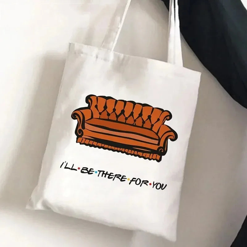 Friends Tv Show Series Pattern Tote Bag Fashionable Canvas Bags Parties Travel and Shopping Machine Washable Handbag Fans Gifts