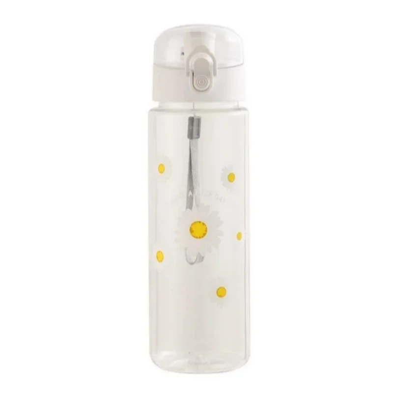 780ml Daisy Flower Plastic Water Bottle Sports Transparent Water Bottle Portable Gym Travel Clear Leakproof Drinking Bottle