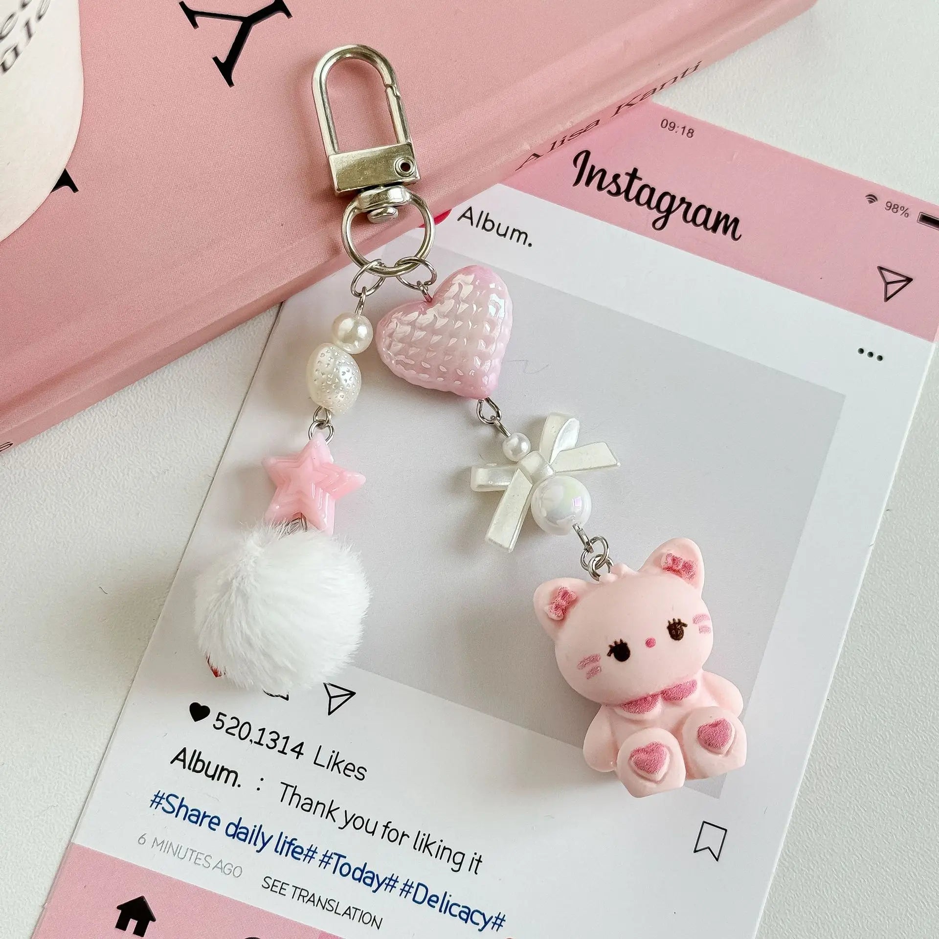 Cute cartoon bag pendant, little rabbit phone chain, heart-shaped CCD camera lanyard, furry ball keychain, anti loss pendant