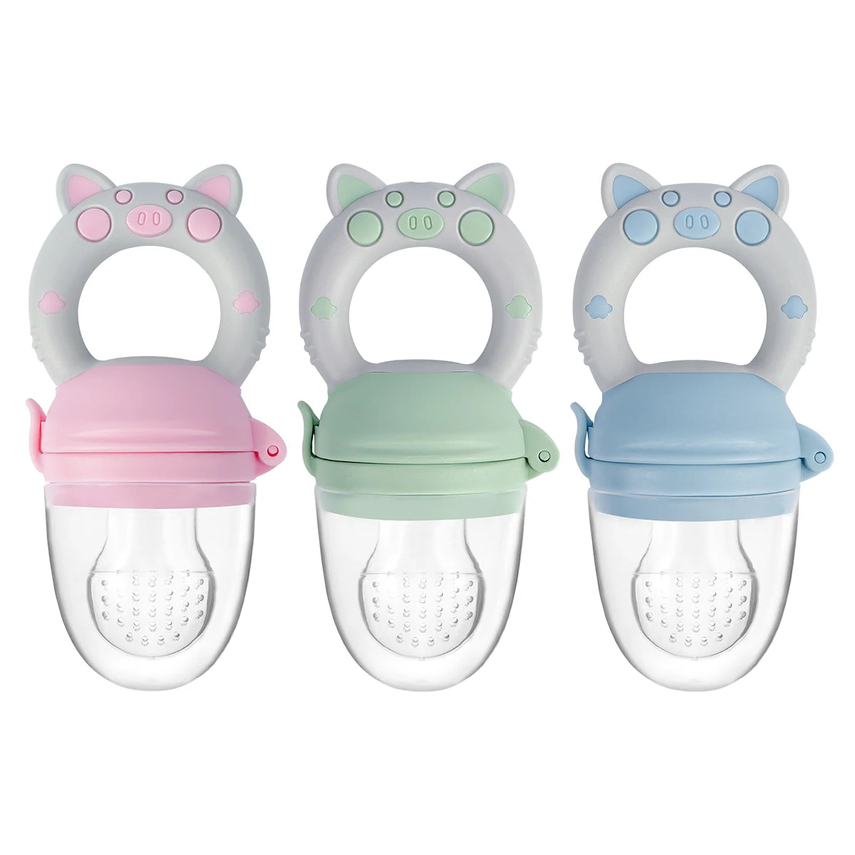 TYRY.HU 4pcs/set Silicone Fruit & Vegetable Feeder for Infants and Toddlers 6-36 months Food Grade Teething & Feeding Pacifier
