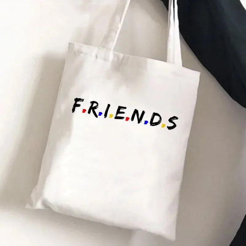 Friends Tv Show Series Pattern Tote Bag Fashionable Canvas Bags Parties Travel and Shopping Machine Washable Handbag Fans Gifts