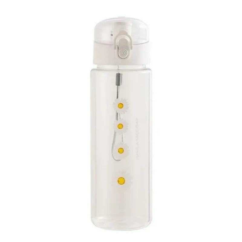 780ml Daisy Flower Plastic Water Bottle Sports Transparent Water Bottle Portable Gym Travel Clear Leakproof Drinking Bottle