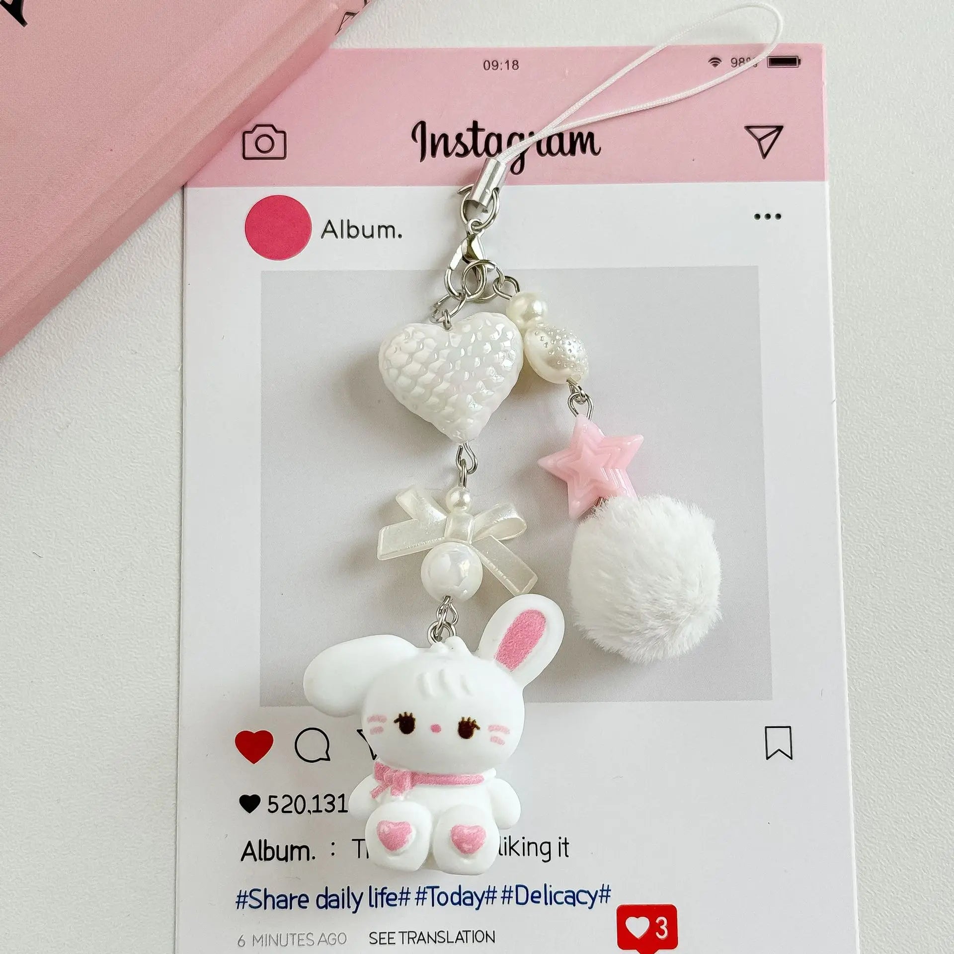 Cute cartoon bag pendant, little rabbit phone chain, heart-shaped CCD camera lanyard, furry ball keychain, anti loss pendant