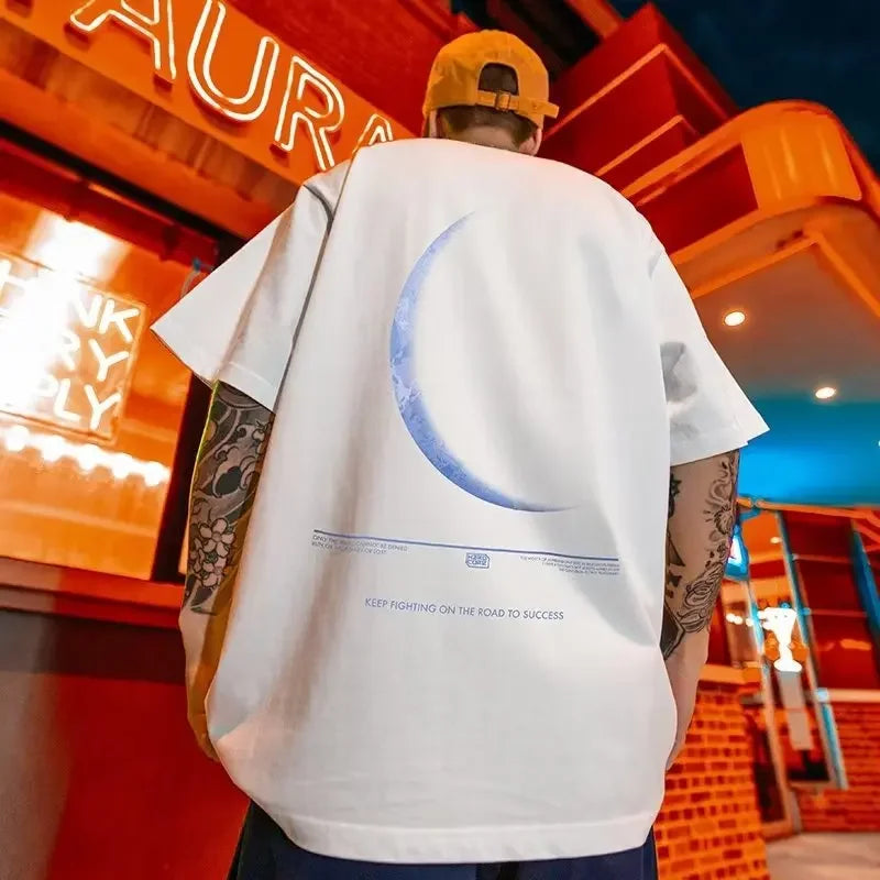 M-8XL Men's T-shirt Short Sleeved Loose trendy Oversized t-shirts Print Tshirt Y2k tops Casual Versatile anime Short Sleeved Tee
