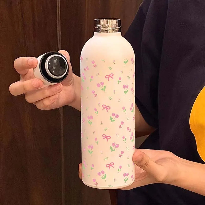 Luxurious And Fashionable Tulip Stainless Steel Water Bottle, 500ml-BWBG/16.9oz Reusable Vacuum Insulated Flask Cup