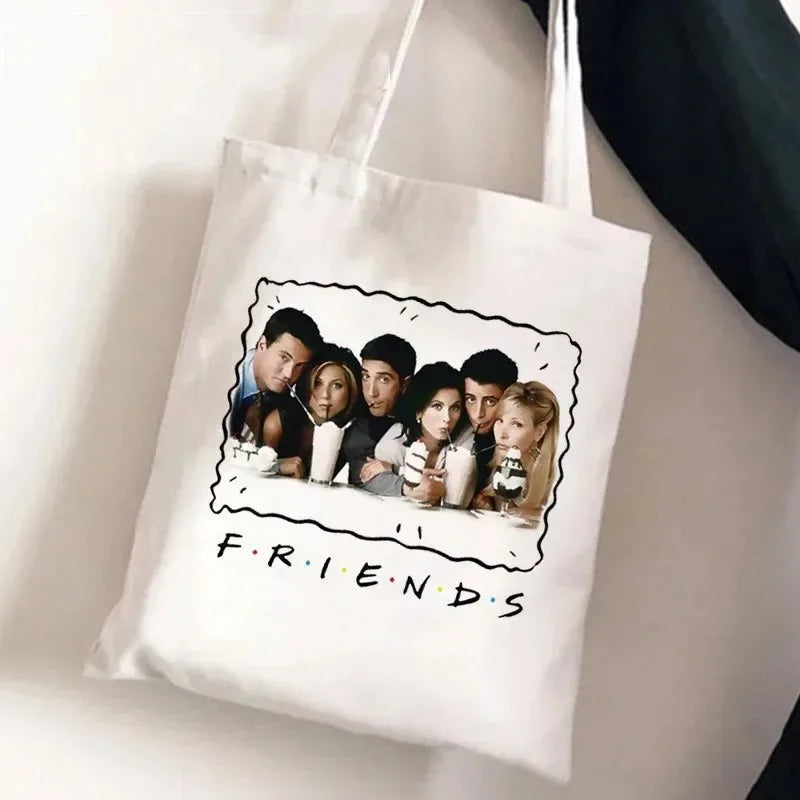 Friends Tv Show Series Pattern Tote Bag Fashionable Canvas Bags Parties Travel and Shopping Machine Washable Handbag Fans Gifts