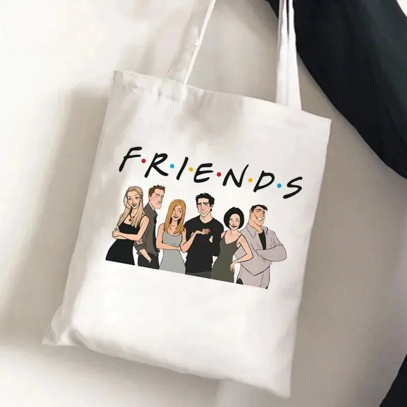 Friends Tv Show Series Pattern Tote Bag Fashionable Canvas Bags Parties Travel and Shopping Machine Washable Handbag Fans Gifts