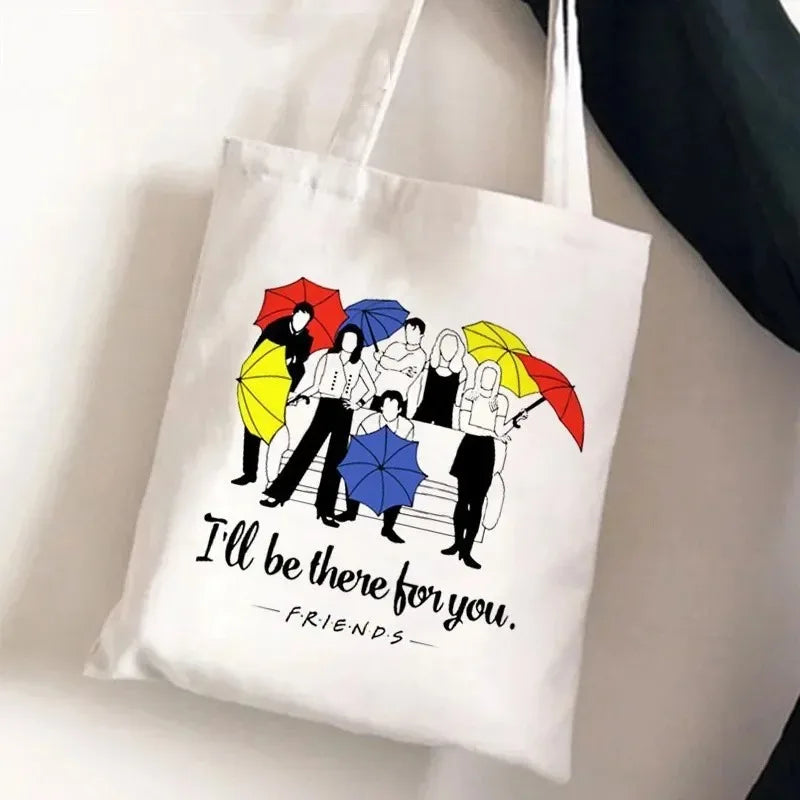 Friends Tv Show Series Pattern Tote Bag Fashionable Canvas Bags Parties Travel and Shopping Machine Washable Handbag Fans Gifts