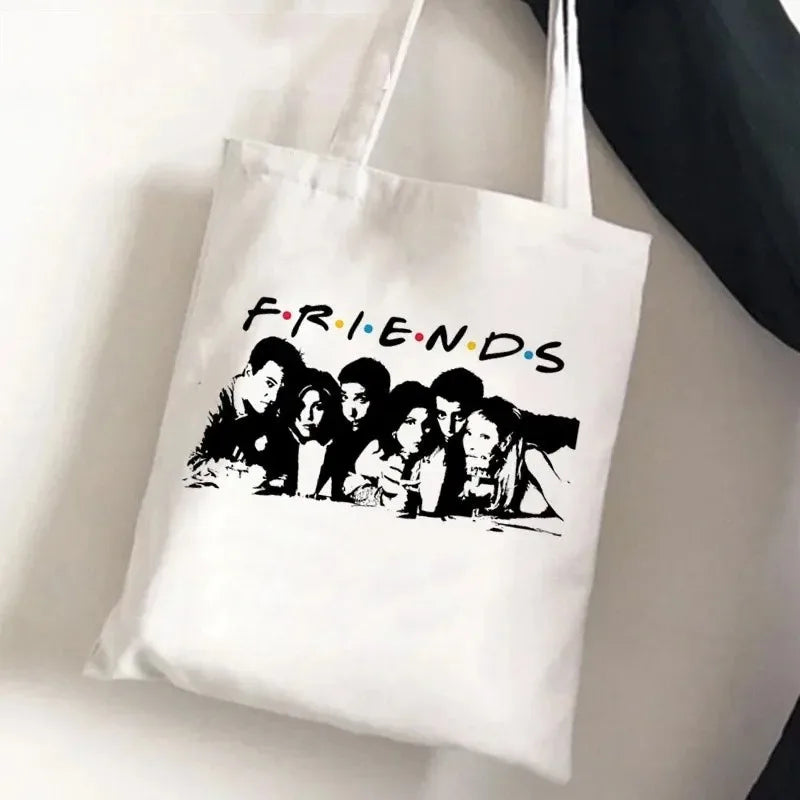 Friends Tv Show Series Pattern Tote Bag Fashionable Canvas Bags Parties Travel and Shopping Machine Washable Handbag Fans Gifts