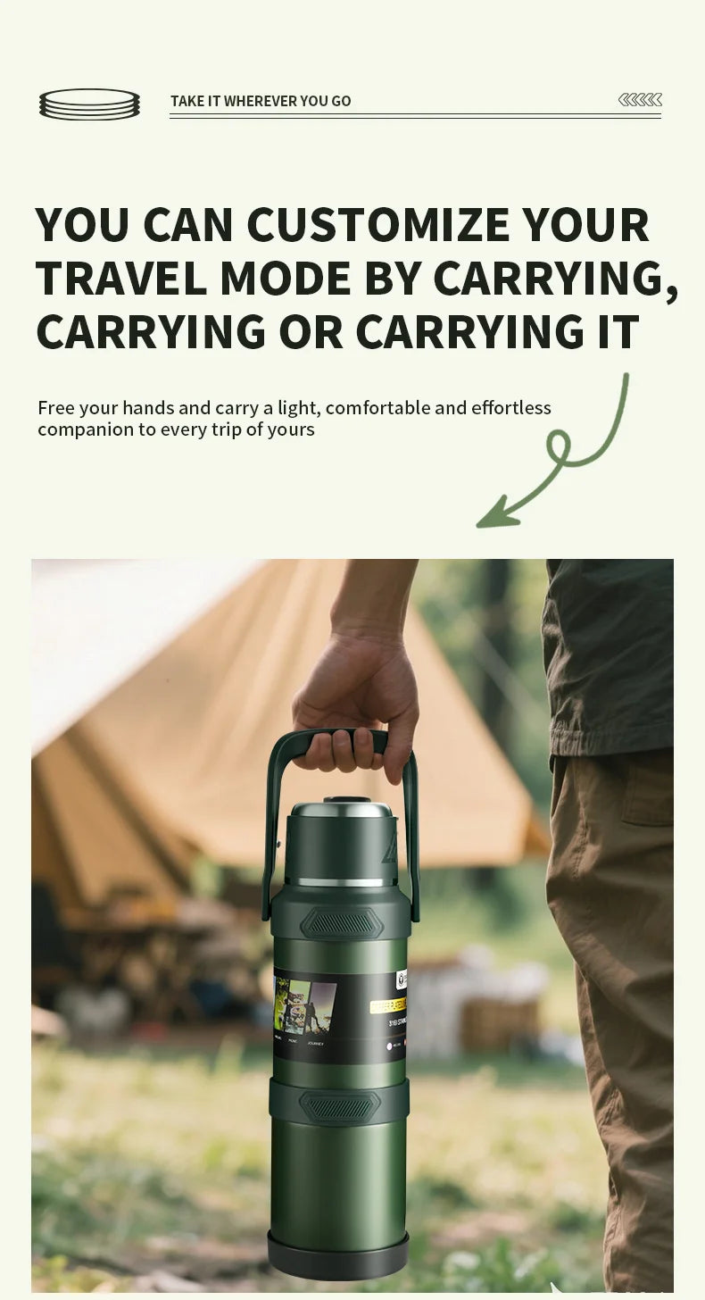 2.5L Super Large Stainless Steel Vacuum Thermos, Double Walled Insulated Flask for Hot & Cold Beverages, Travel & Camping Essent