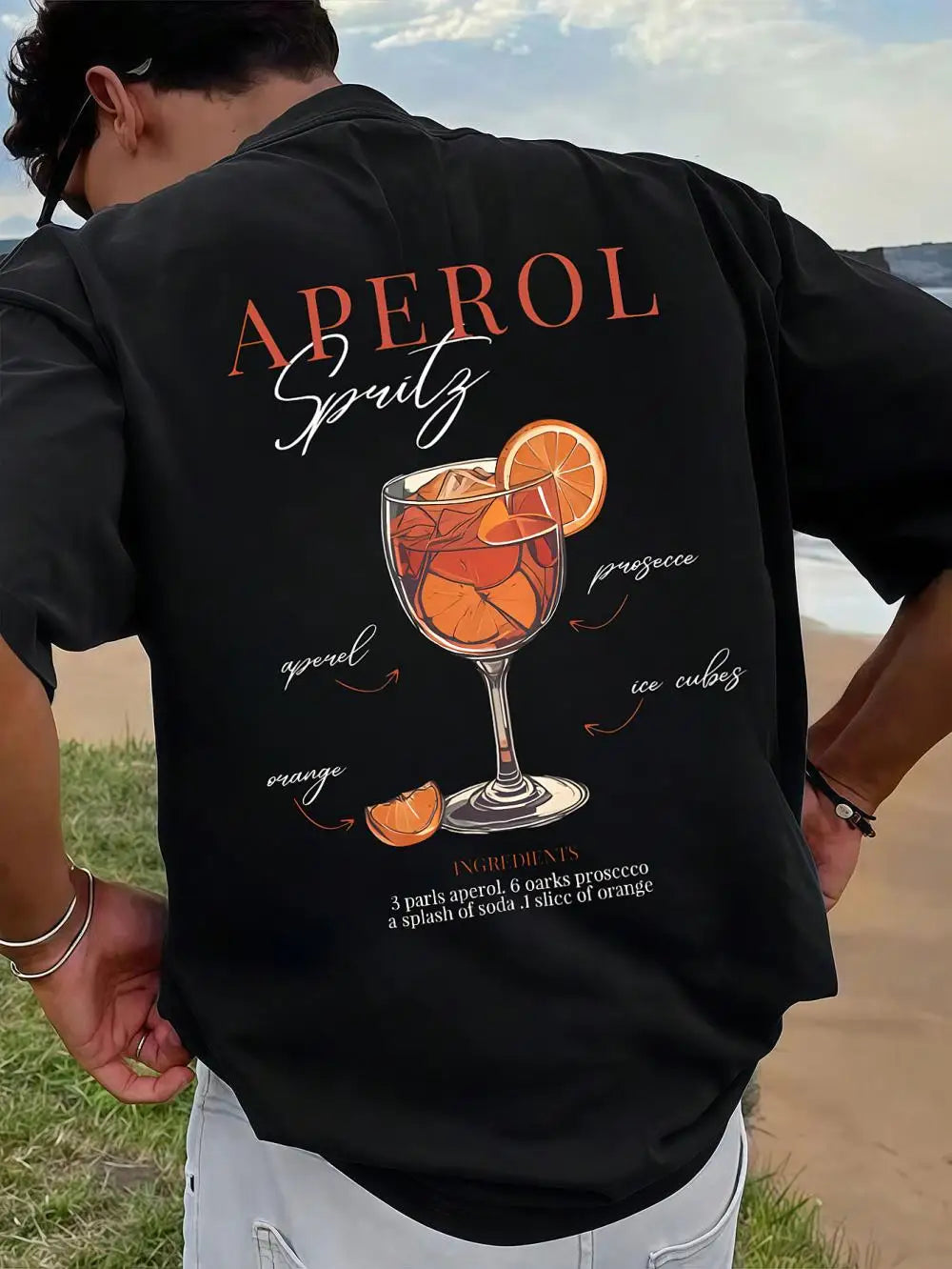Fashionable vacation men's summer juice printed breathable and comfortable round neck T-shirt outdoor casual top