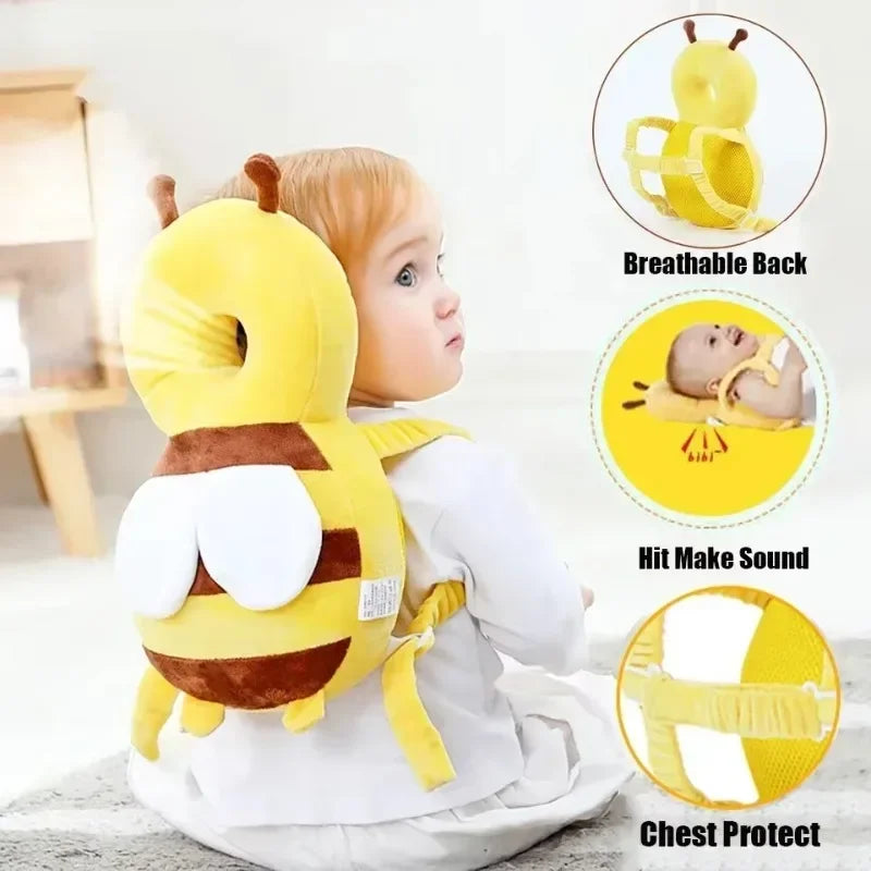 Little Bee Baby Head Protection Hat Soft Plush Anti Fall Pillow Breathable Cute Learning Walking Safety Pad for Toddlers
