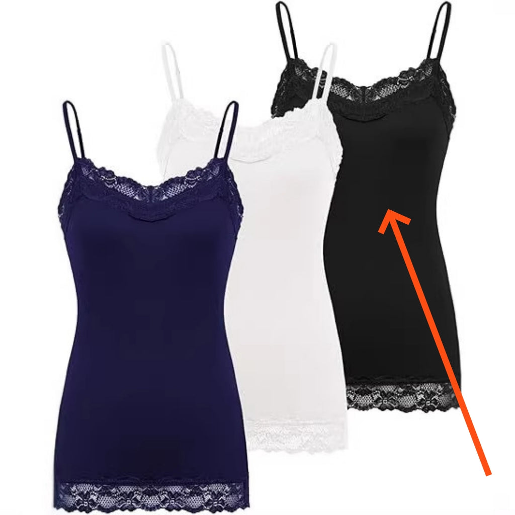 Womens Lace V-Neck Adjustable Thin-Strap Tank Top