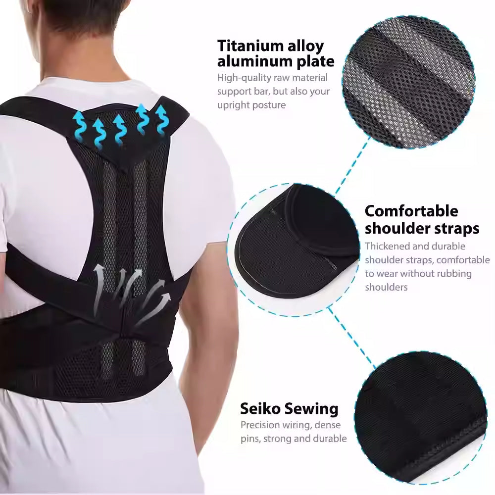 Unisex Back Support Posture Corrector With Shoulder Support